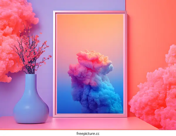 Pink and Blue Clouds in a Frame