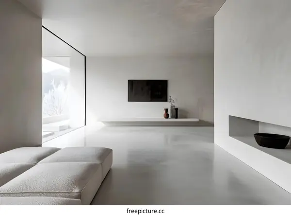 Minimalist Interior Design with White Walls and a Window View