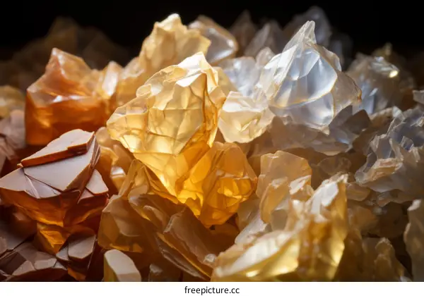 A pile of Rough and Unpolished Yellow and White Gemstones