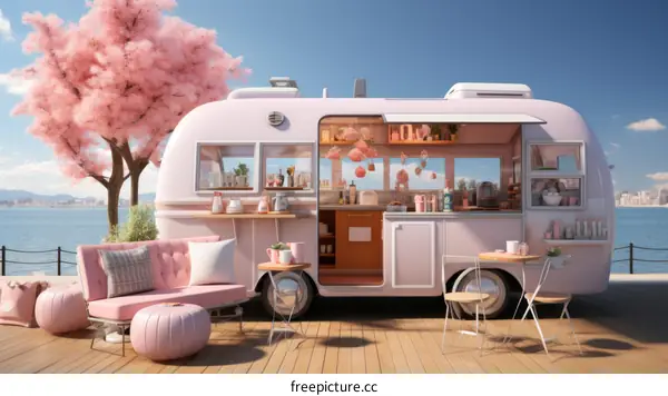 Pink Caravan Cafe by the Sea