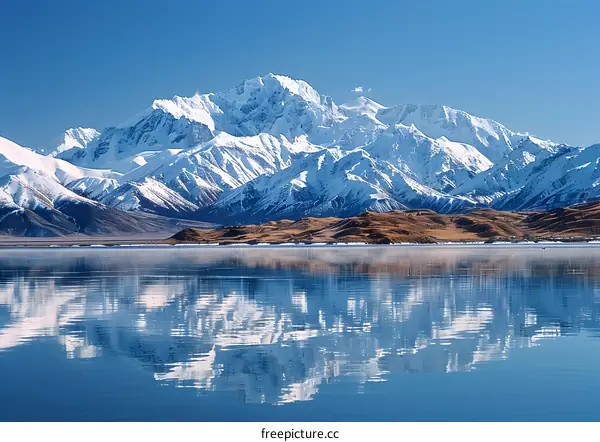 Snow Capped Mountain Reflection in Lake