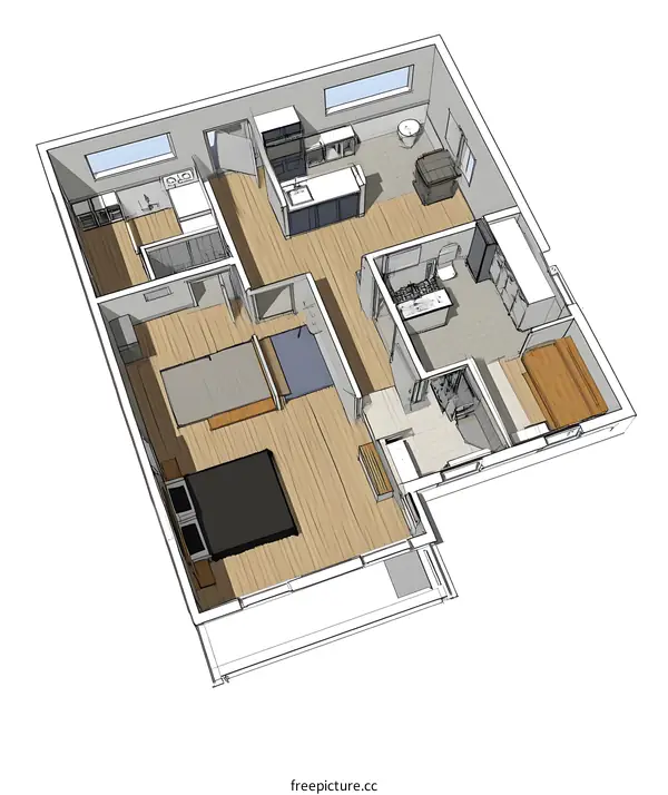 Hand Drawn Sketch Of A Modern Apartment Floor Plan