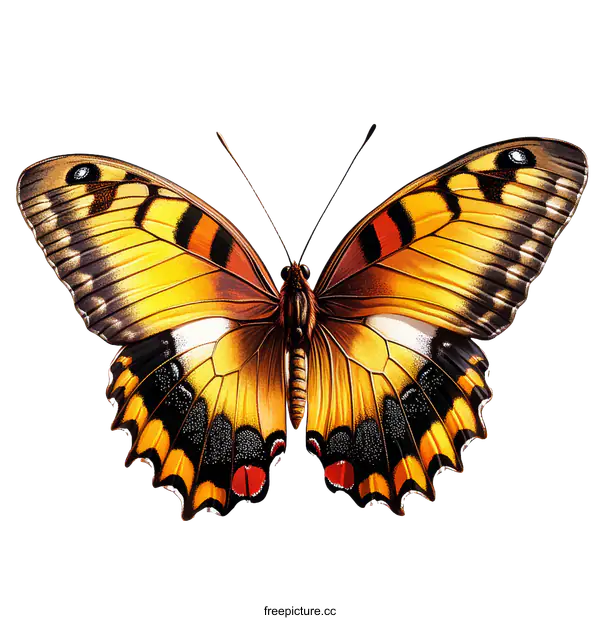 [Transparent Background PNG]Detailed Illustration of a Colorful Butterfly