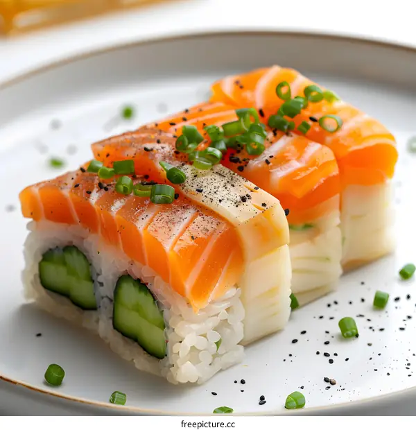 Salmon Sushi on a Plate