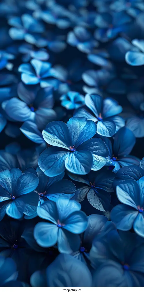 Blooming Blue Hydrangea Flowers