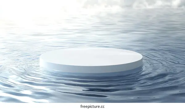 White Platform on Rippled Water Background
