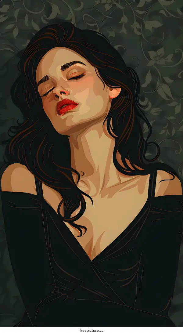 portrait of a beautiful woman with long black hair