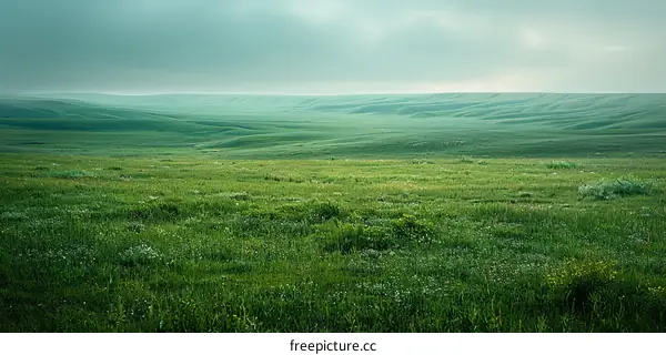 Rolling Green Hills Under a Dimmed Sky