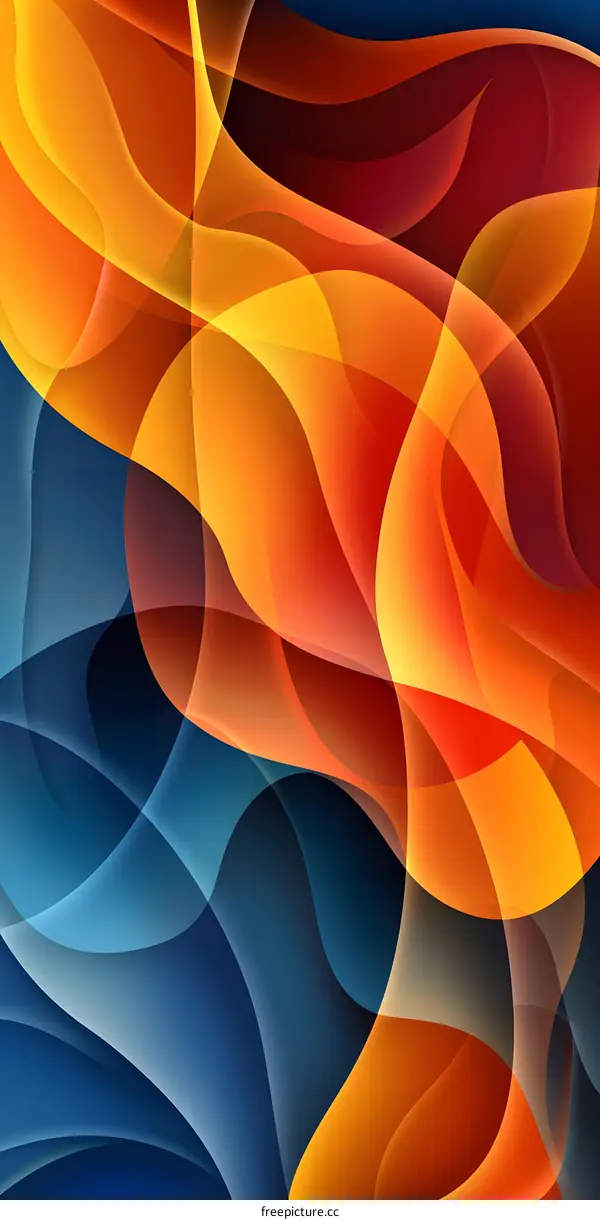 Abstract Orange Blue Swirls Background