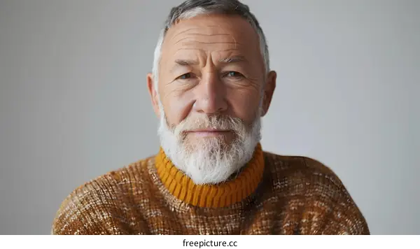 portrait of a senior man with grey hair and beard