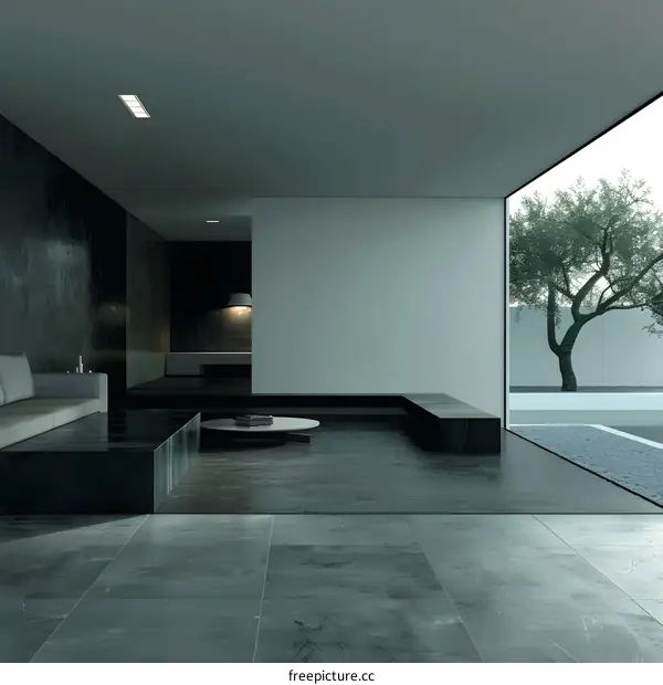 Modern Minimalist Living Room Interior Design With Large Window