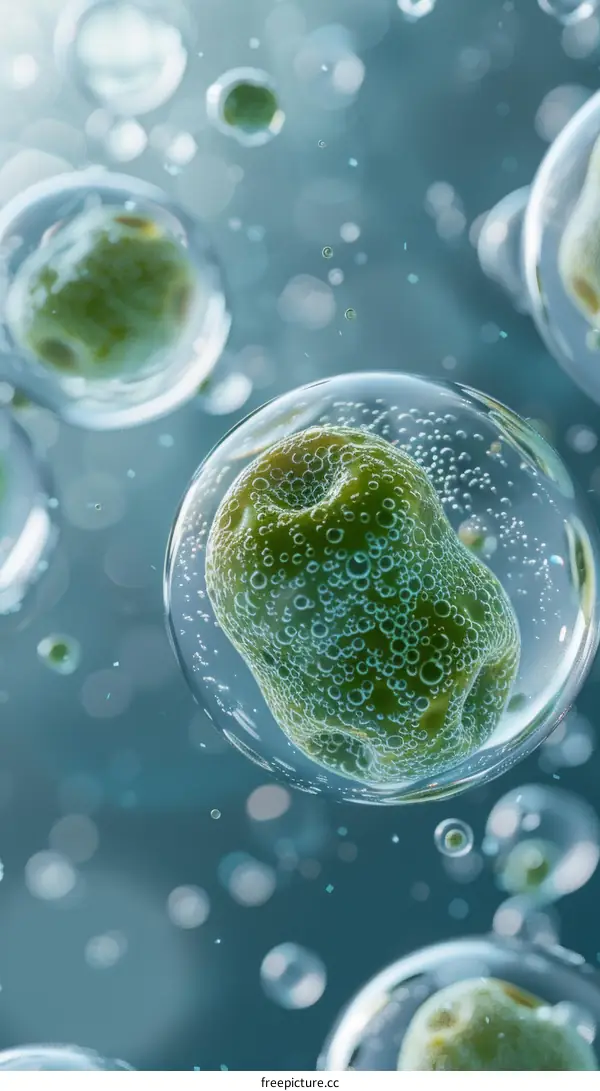 Spherical Colony of Microalgae Chlorella Vulgaris Isolated in Water