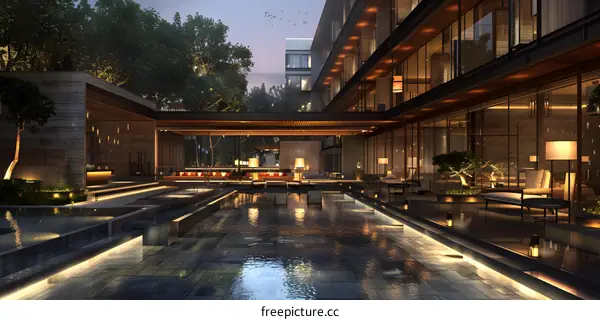 The night view of the hotel