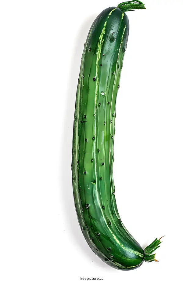 Single Cucumber on White Background
