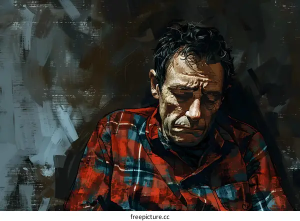 Portrait of a man in a red and blue plaid shirt
