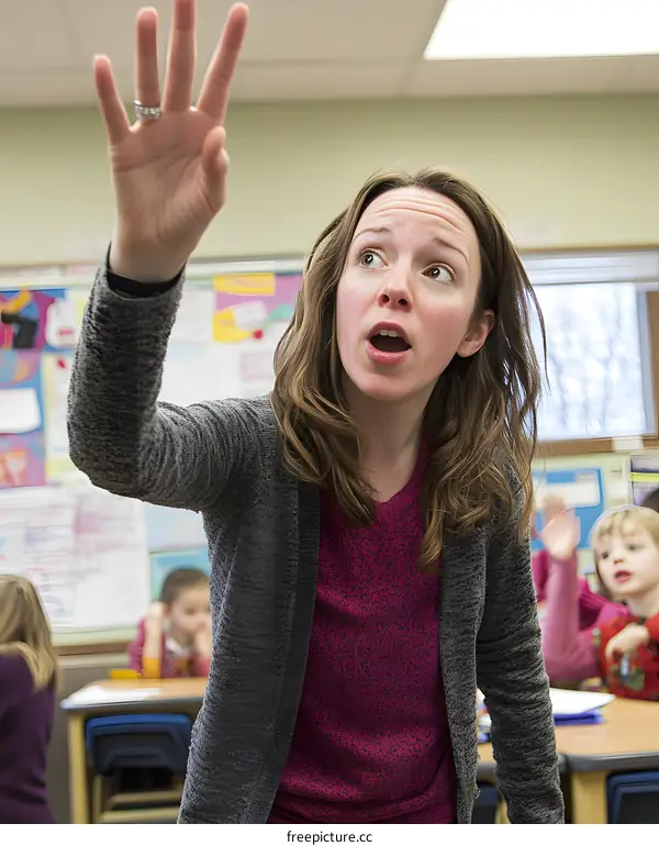 Caucasian Female Teacher Leading a Classroom Lesson