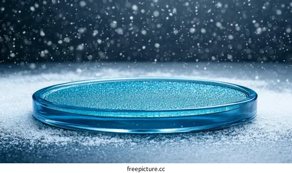 Winter Scene with Blue Glass Tray