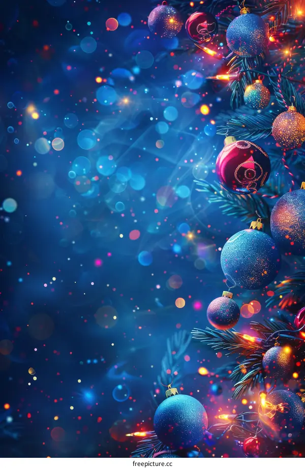 Sparkling Christmas Tree with Ornaments and Lights