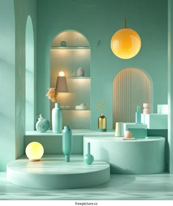 Mint Green Display Room Interior Design