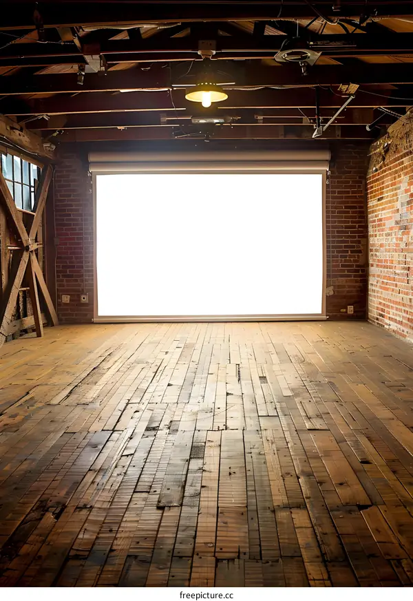Empty Loft Space with Wooden Floor and White Wall