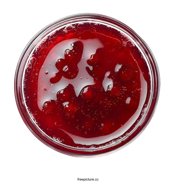[Transparent Background PNG]Top view of red currant jelly in glass bowl