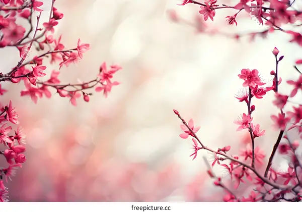 Pink Cherry Blossom Flowers Branches