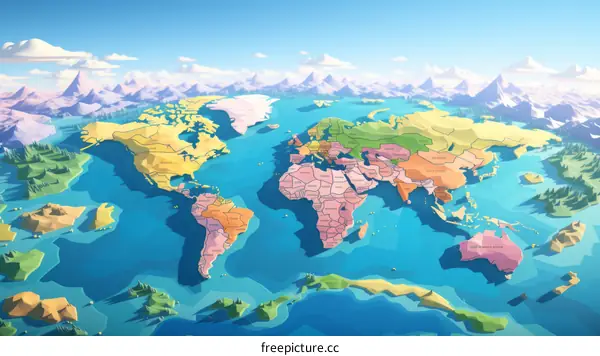 A map of the world showing the different countries and their flags.