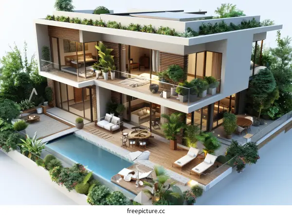 Modern Luxury Villa with Lush Landscaping