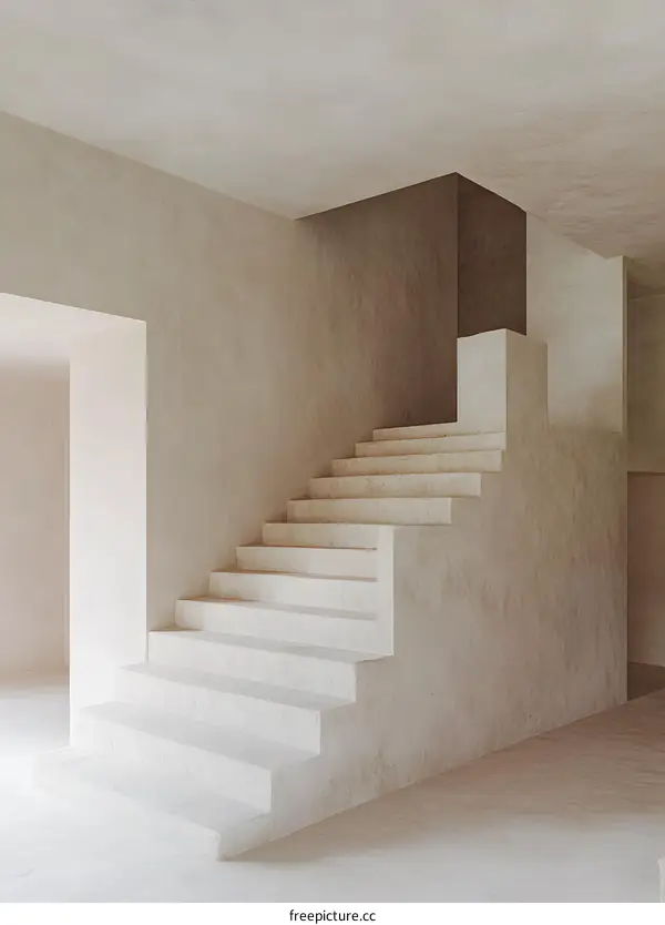 Minimalist Concrete Staircase in Modern Interior Design