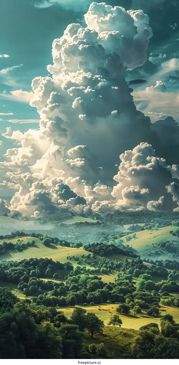 Giant Cumulus Cloud over a Green Valley