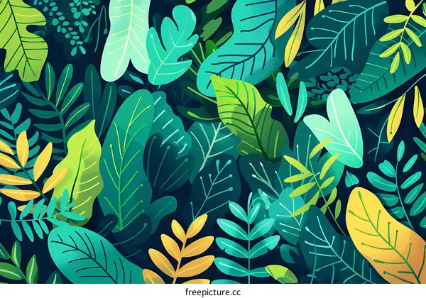 Tropical Leaves Pattern Illustration