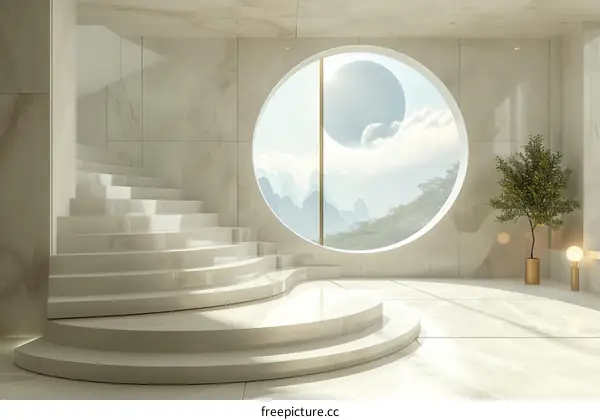 Modern Minimalist Spiral Staircase Interior Design