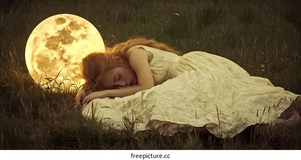 Sleeping Girl Under the Moonlight