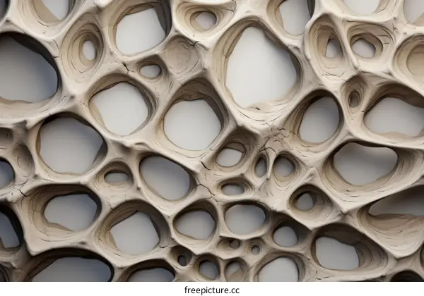 3D illustration of an organic structure resembling a sponge or coral