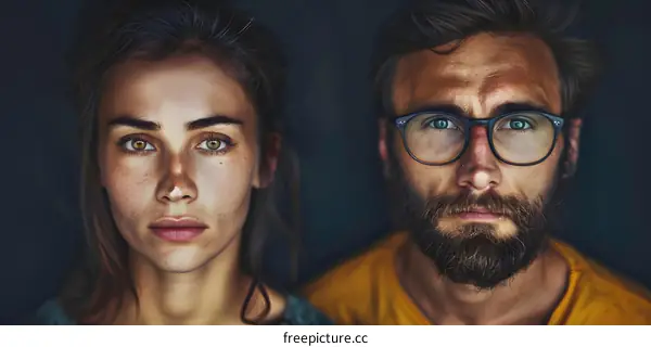 Close Up Portrait of Couple Looking at Camera