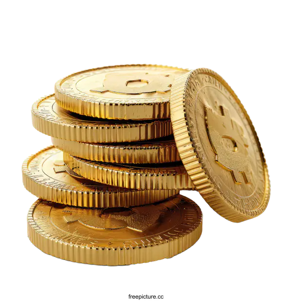 [Transparent Background PNG]Abundant Stack of Gold Coins: A Symbol of Wealth