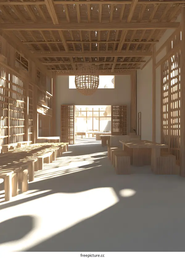 Modern Minimalist Wooden Interior Design With Open Ceiling