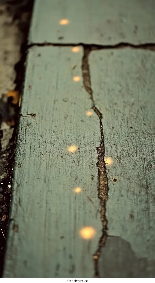 Aged Green Pavement with Glints of Light