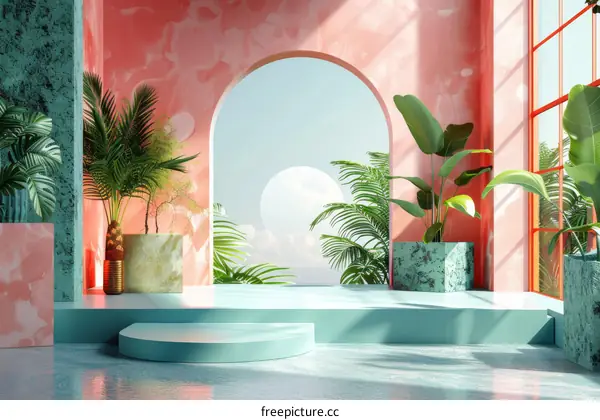 Colorful Tropical Interior Design Scene
