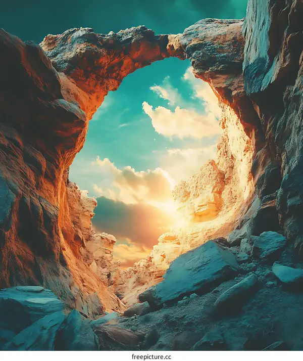 Natural Stone Archway in Desert Landscape