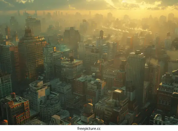 Golden Hour Cityscape Illustration