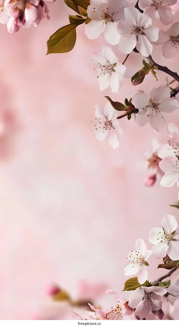Pink Cherry Blossom Spring Flowers On Branch