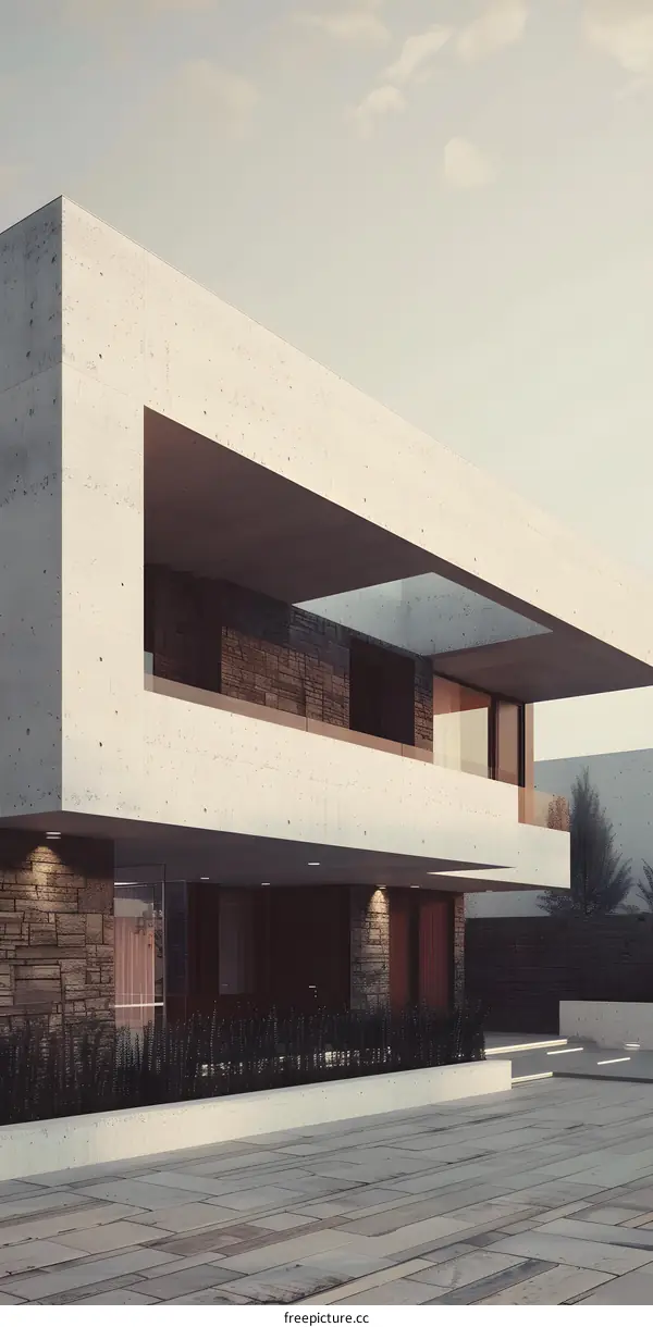Modern Architecture House Design with Concrete and Stone