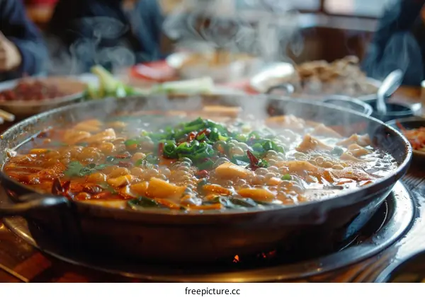 A Hot Pot Full of Delicious Chinese Food