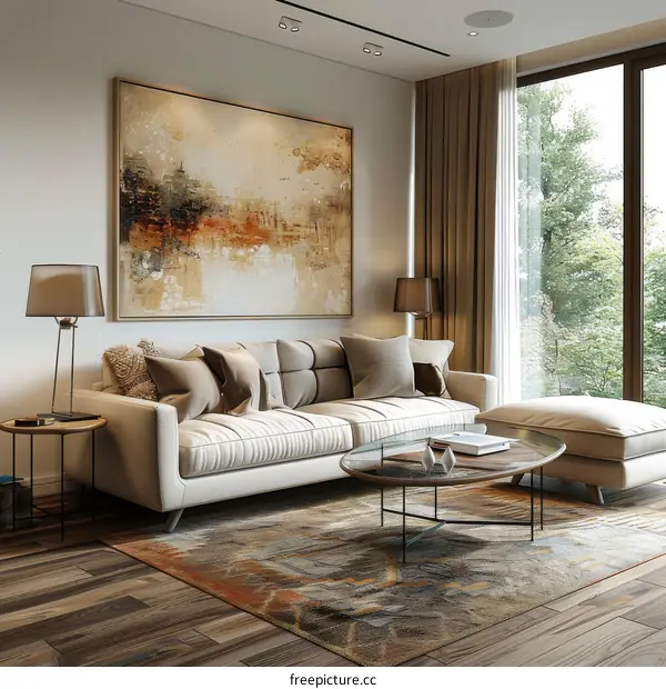 Modern Living Room with Abstract Art