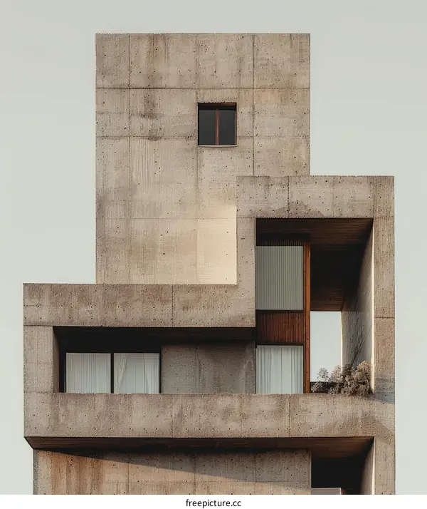 Balcony and Window Arrangement of a Brutalist Apartment Building