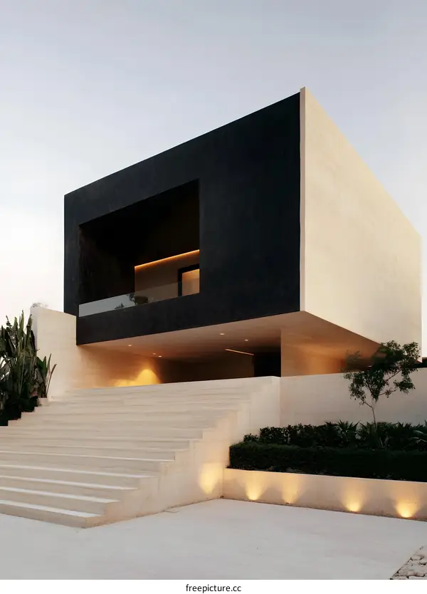 Modern Architecture House With Beige Stairs