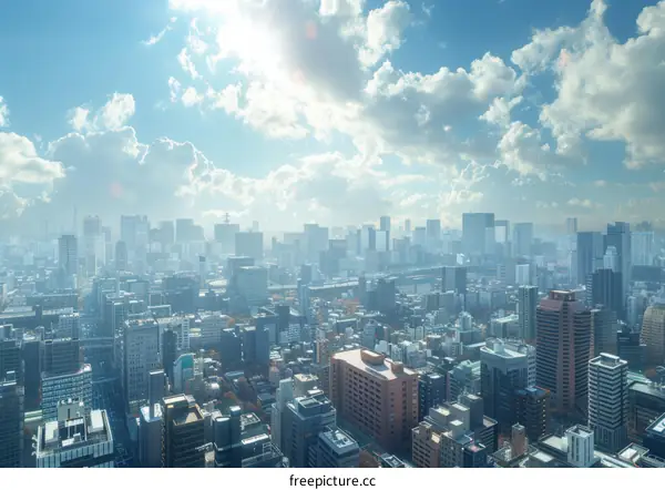 City Skyline: A Vibrant Metropolis with Towering Skyscrapers