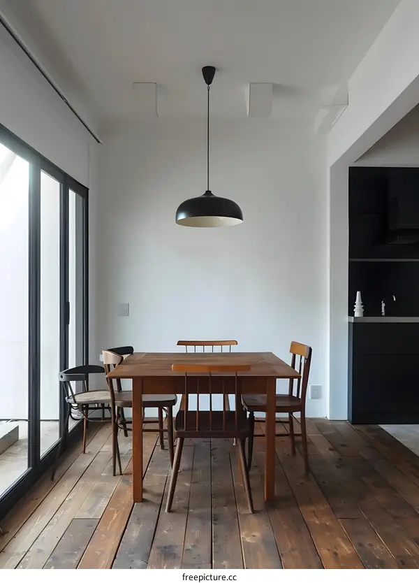 Modern Dining Room Interior Design With Wooden Table and Chairs