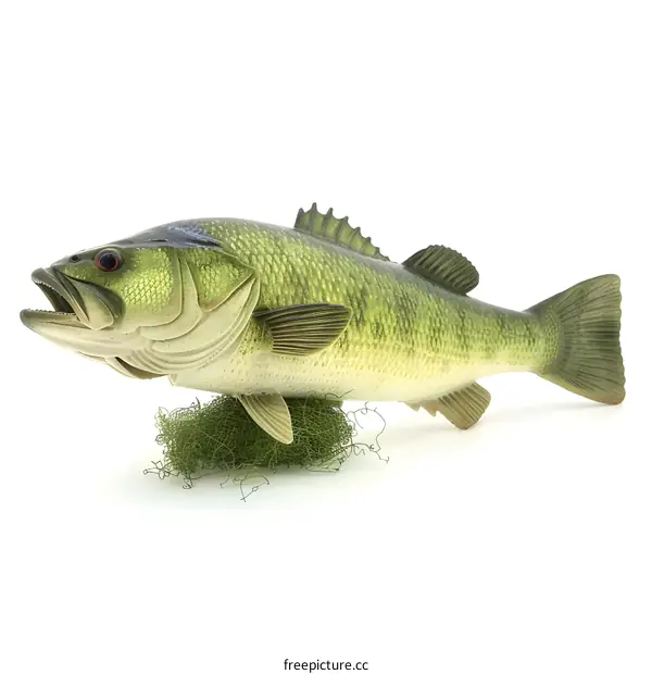 Largemouth Bass Fish on White Background